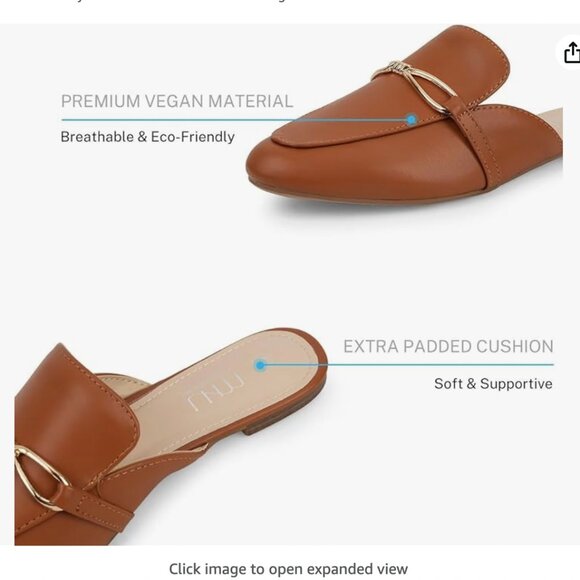MUSSHOE Women Mules Comfortable Pointed Toe Mules for Women Flats with Buckle 7 - Picture 2 of 5